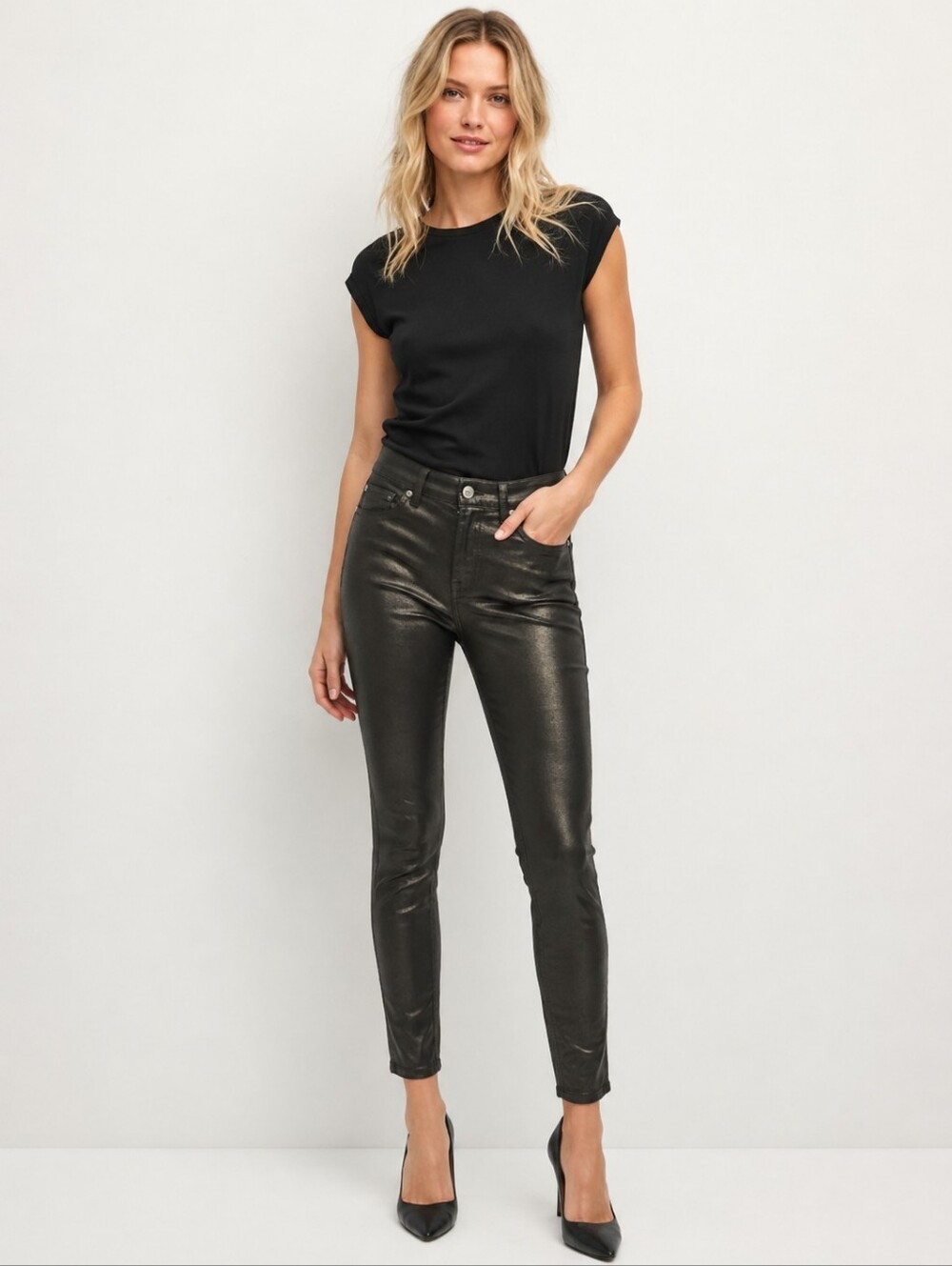 ❤️ NWOT! 7 FOR ALL MANKIND B(AIR) COATED ANKLE SKINNY JEANS, 2 (26)